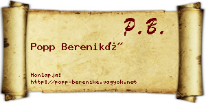 Popp Bereniké névjegykártya